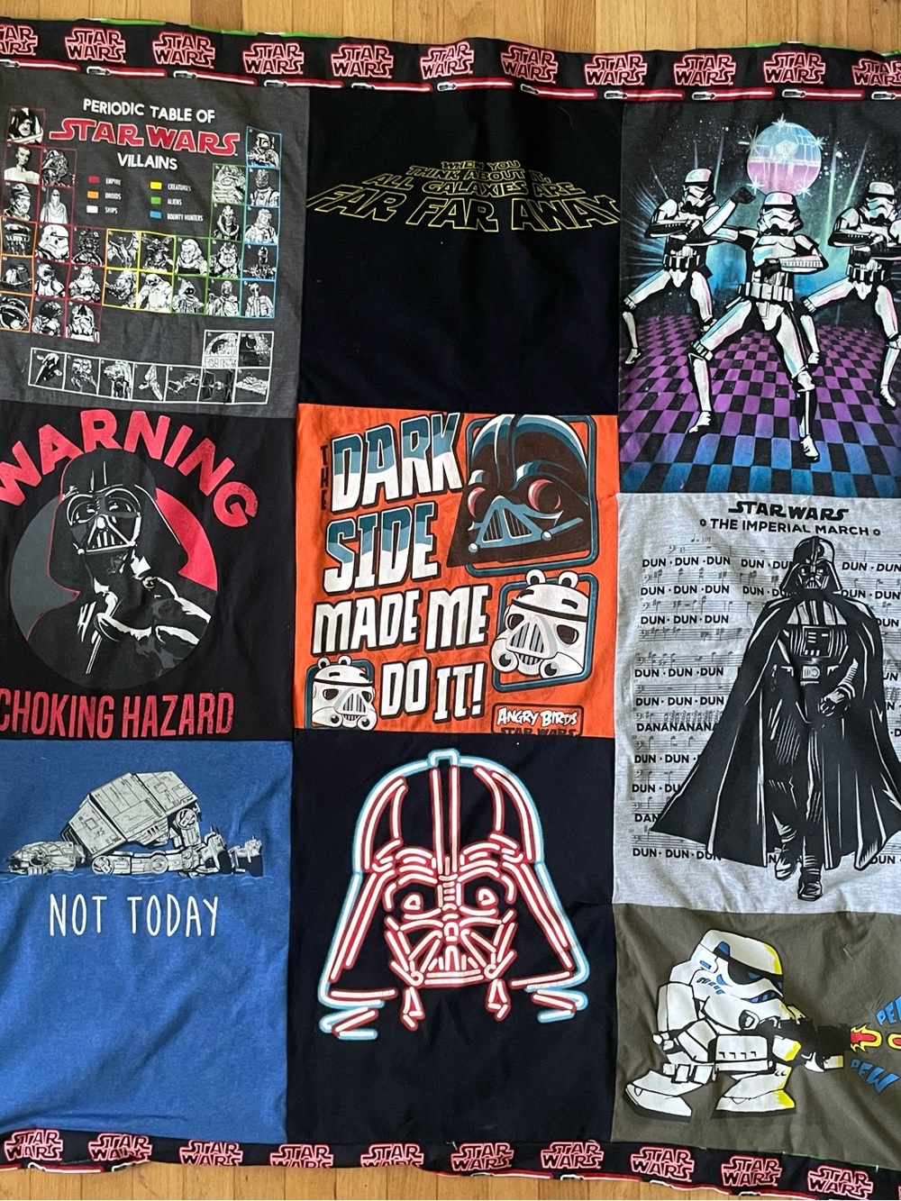 Upcycled T-Shirt Quilt or Throw— Star Wars, The Dark Side Humor